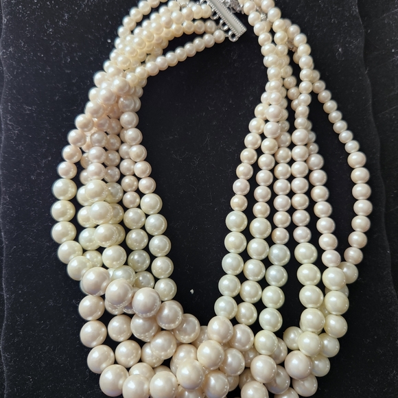 Lia Sophia Uptown 6 Strand Simulated Pearl Necklace - Picture 2 of 6